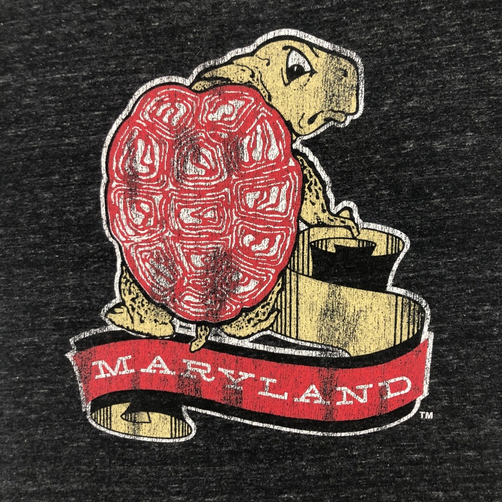The Original Retro Brand Maryland Terrapins Turtle Mascot T Shirt‎ Womens L Gray